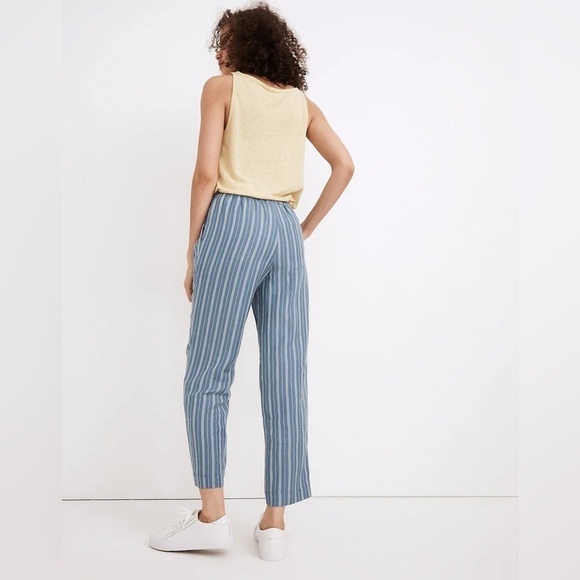 MADEWELL Linen-Blend Track Trousers Stripe Distant Ocean XS - Picture 4 of 13